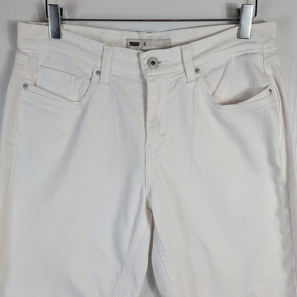Levi's Womens Capri Jeans White Denim High Rise Pockets Cuffed Stretch Size 8 - Picture 2 of 16